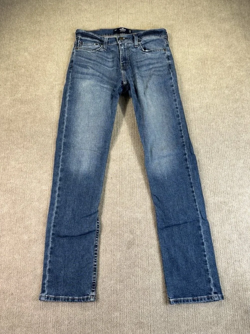 Hollister Jeans Mens 29x32 Blue Epic Flex Slim Straight Distressed Denim Pants